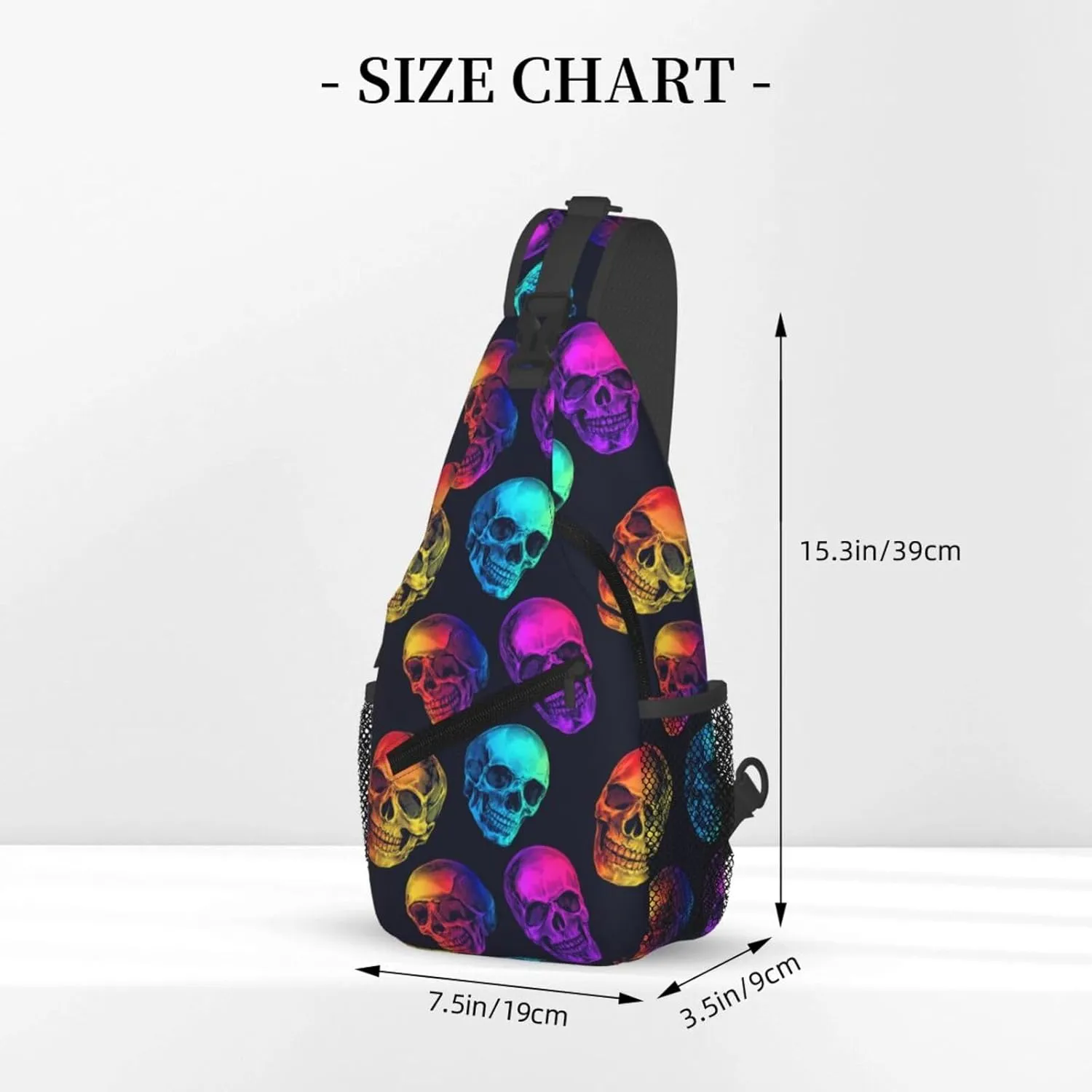 Colorful Neon Skull Sling Backpack Hiking Backpack Crossbody Bag Sports Lightweight And Durable Chest Bag Shoulder Bag For Women Men