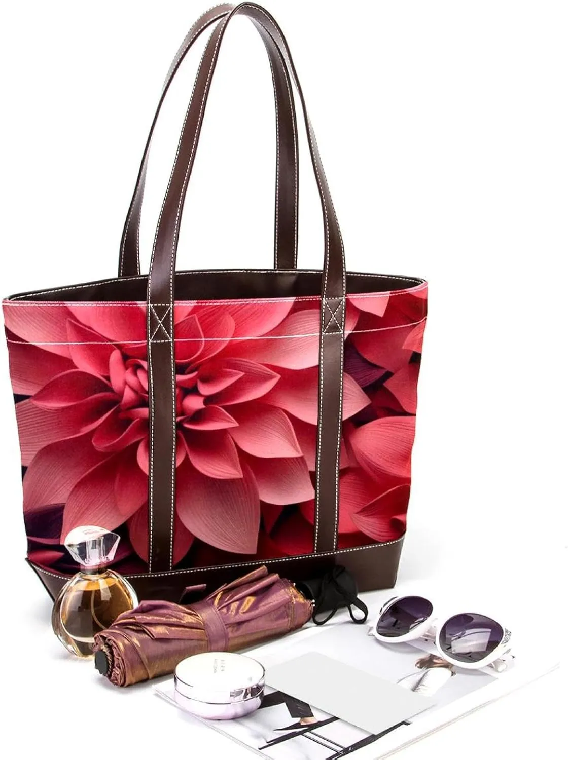 Colorful Petal Flowers-1002 Shoulder Purses for Women Large Soft Washed Leather Purses and Durable Handbags