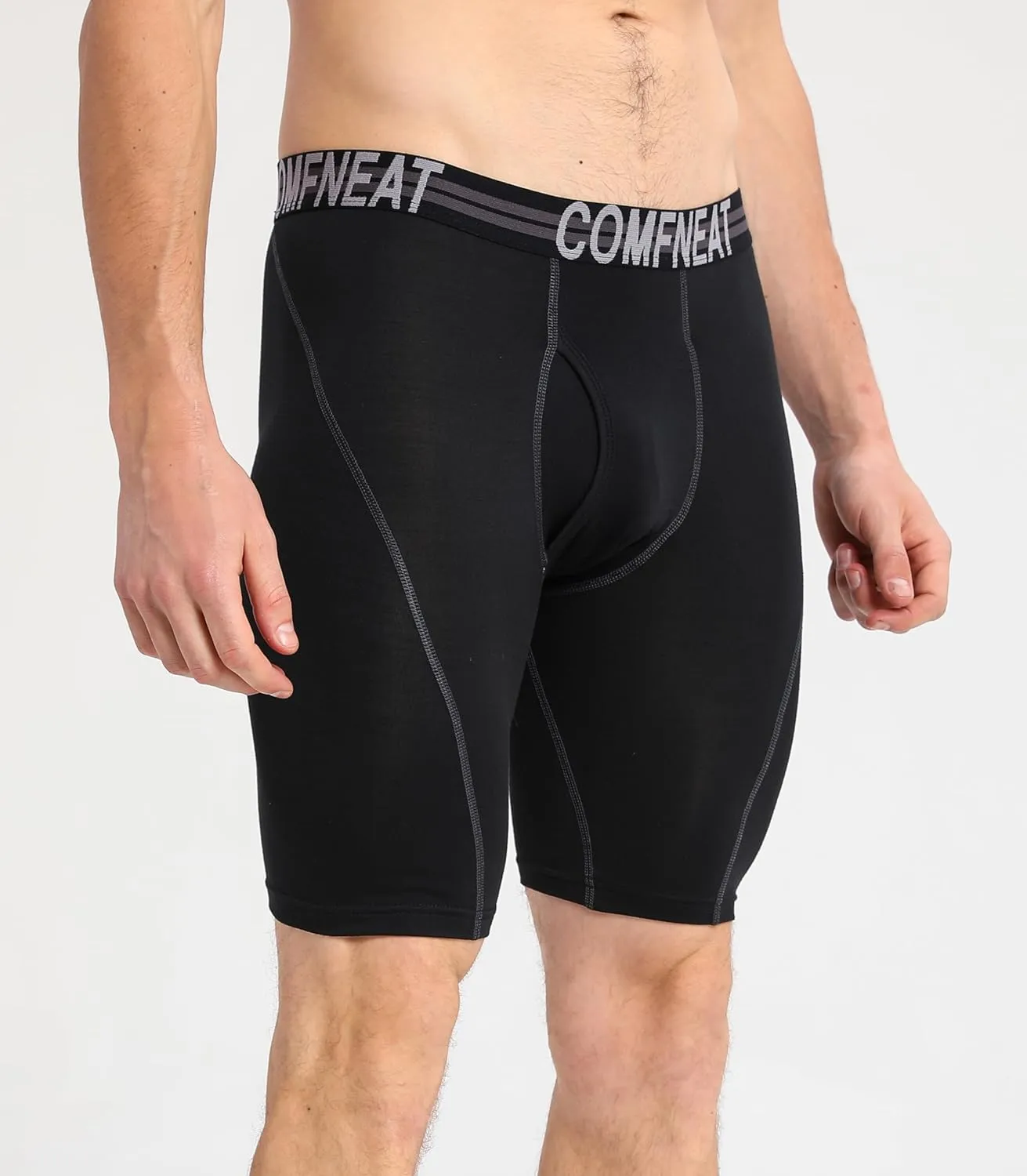 Comfneat Men's 9" Long Boxer Briefs Sports Performance Breathable Underwear 4-Pack