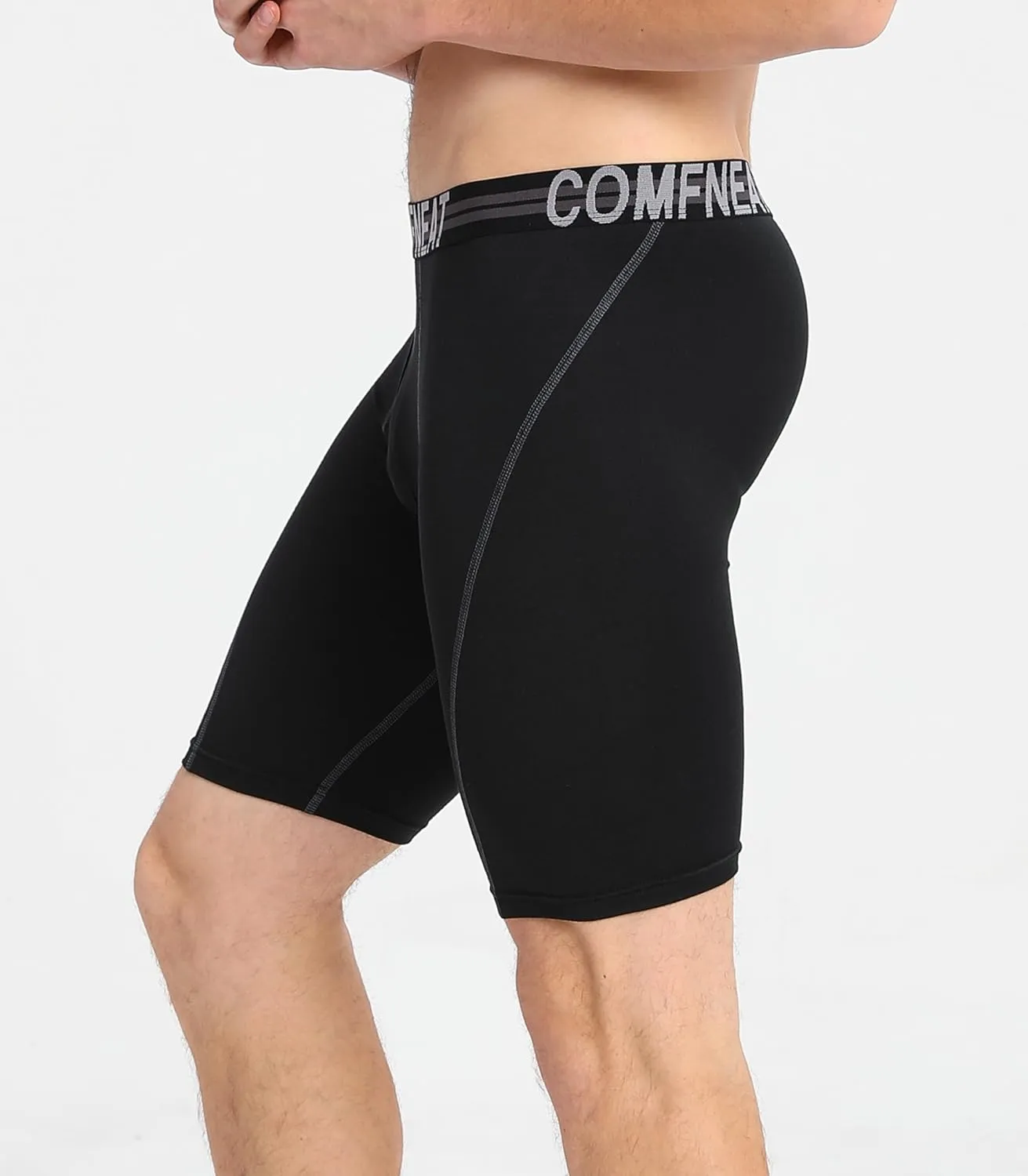 Comfneat Men's 9" Long Boxer Briefs Sports Performance Breathable Underwear 4-Pack