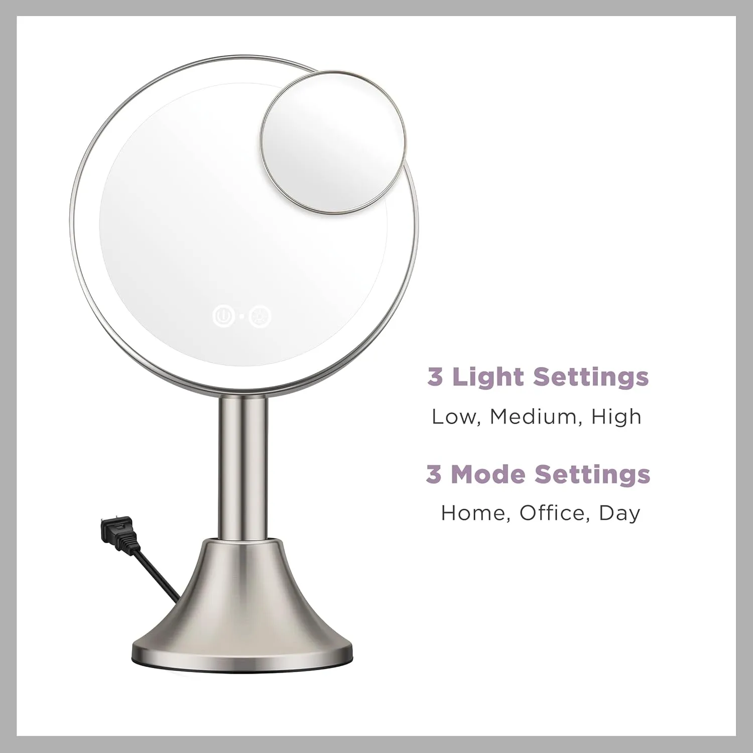 Conair Lighted Makeup Mirror, LED Vanity Mirror, 1X/10X Magnifying Mirror with Handheld Feature, Corded or Cordless in Brushed Nickel