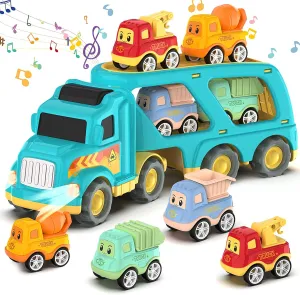 Construction Toddler Truck Toys for Boys Girls Age 3 4 5 6 7 Years Old,5 in 1 Carrier Transport City Vehicles Toys，Car Trucks Toys for Kids 3-7,Birthday Gift for Toddlers 3 