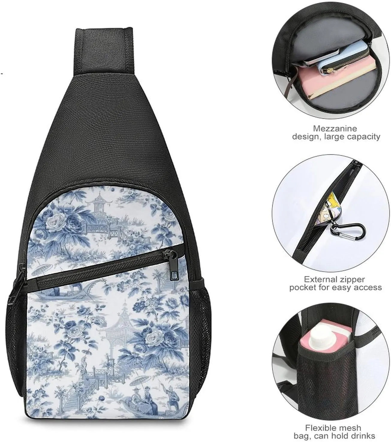 Cool Green Camo Army Camouflage Art Large Capacity Portable Chest Bag, Single Shoulder Chest Bag