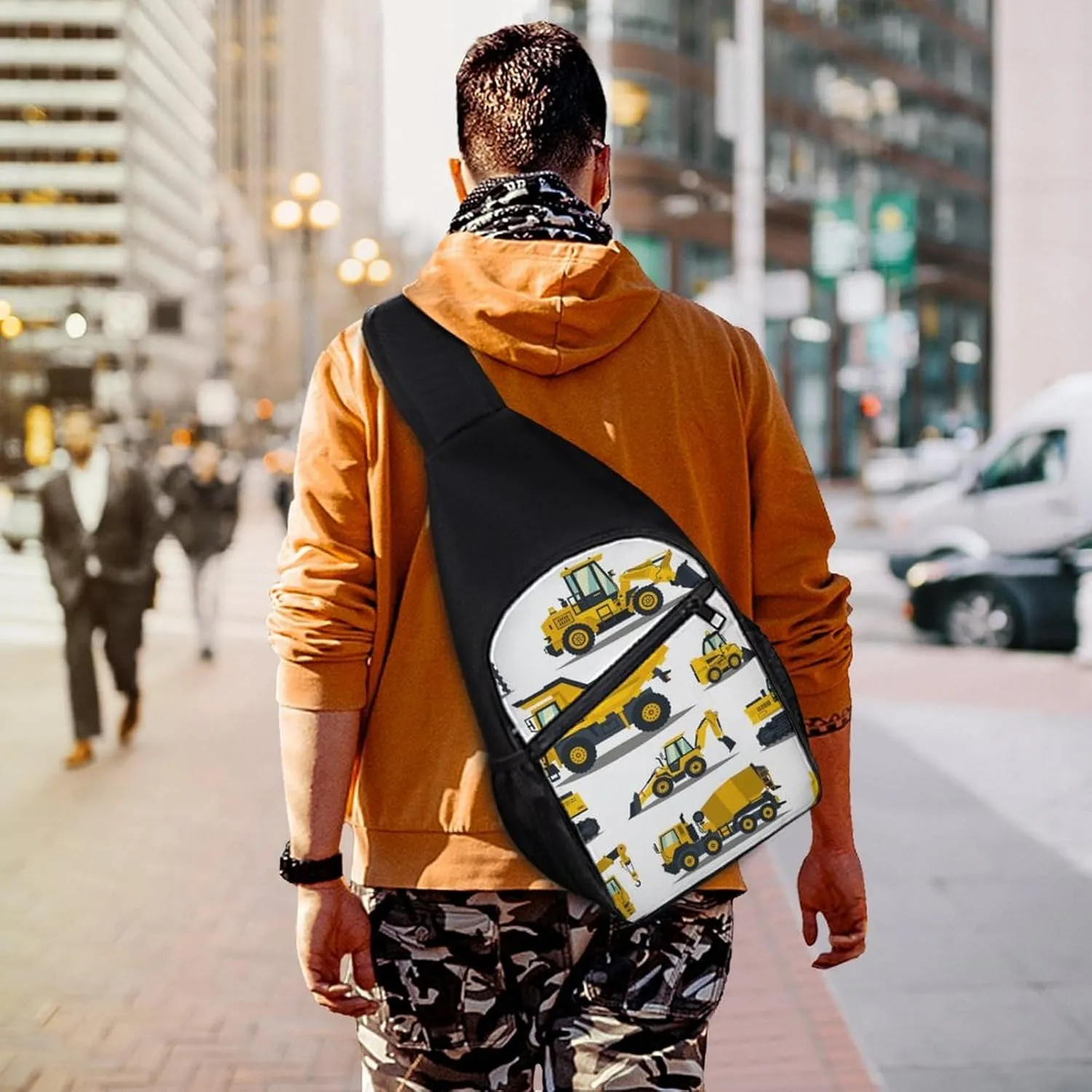 Cool Green Camo Army Camouflage Art Large Capacity Portable Chest Bag, Single Shoulder Chest Bag