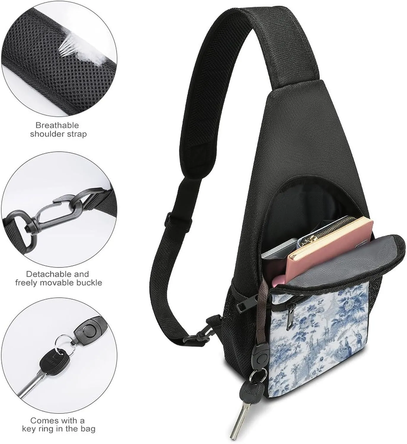 Cool Green Camo Army Camouflage Art Large Capacity Portable Chest Bag, Single Shoulder Chest Bag