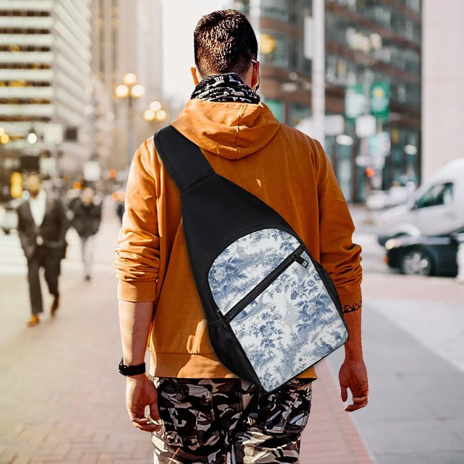 Cool Green Camo Army Camouflage Art Large Capacity Portable Chest Bag, Single Shoulder Chest Bag