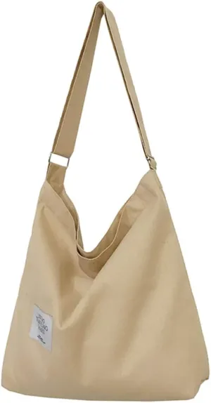 Covelin Women's Retro Large Size Canvas Shoulder Bag Hobo Crossbody Handbag Casual Tote