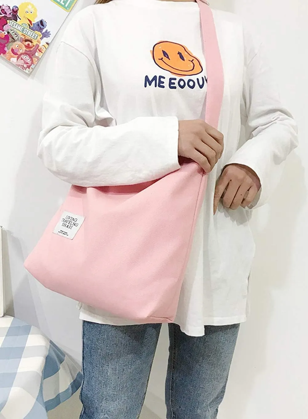 Covelin Women's Retro Large Size Canvas Shoulder Bag Hobo Crossbody Handbag Casual Tote