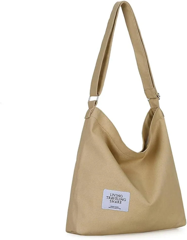 Covelin Women's Retro Large Size Canvas Shoulder Bag Hobo Crossbody Handbag Casual Tote