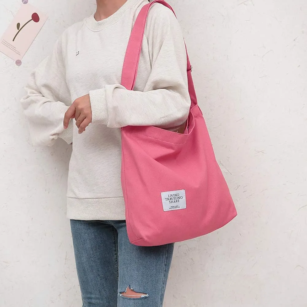 Covelin Women's Retro Large Size Canvas Shoulder Bag Hobo Crossbody Handbag Casual Tote