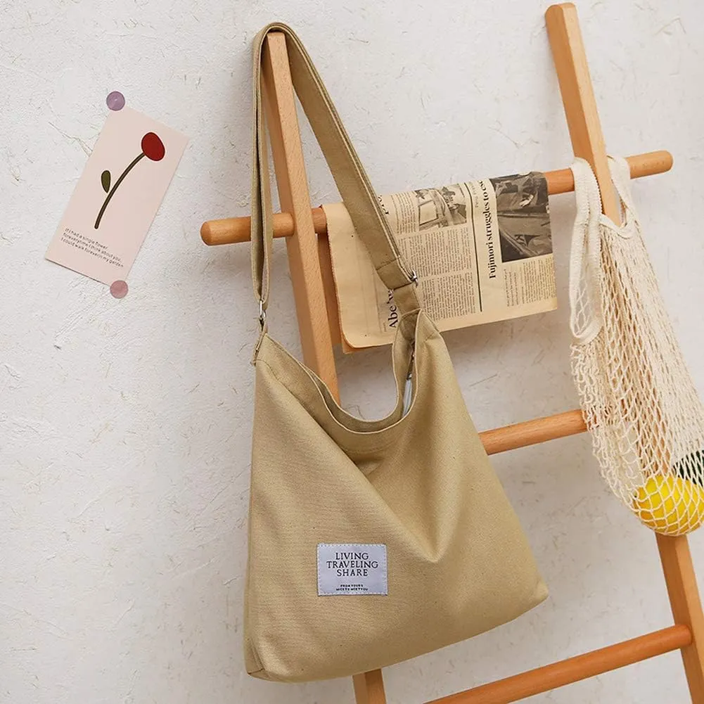 Covelin Women's Retro Large Size Canvas Shoulder Bag Hobo Crossbody Handbag Casual Tote