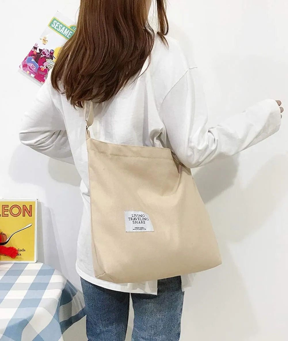 Covelin Women's Retro Large Size Canvas Shoulder Bag Hobo Crossbody Handbag Casual Tote