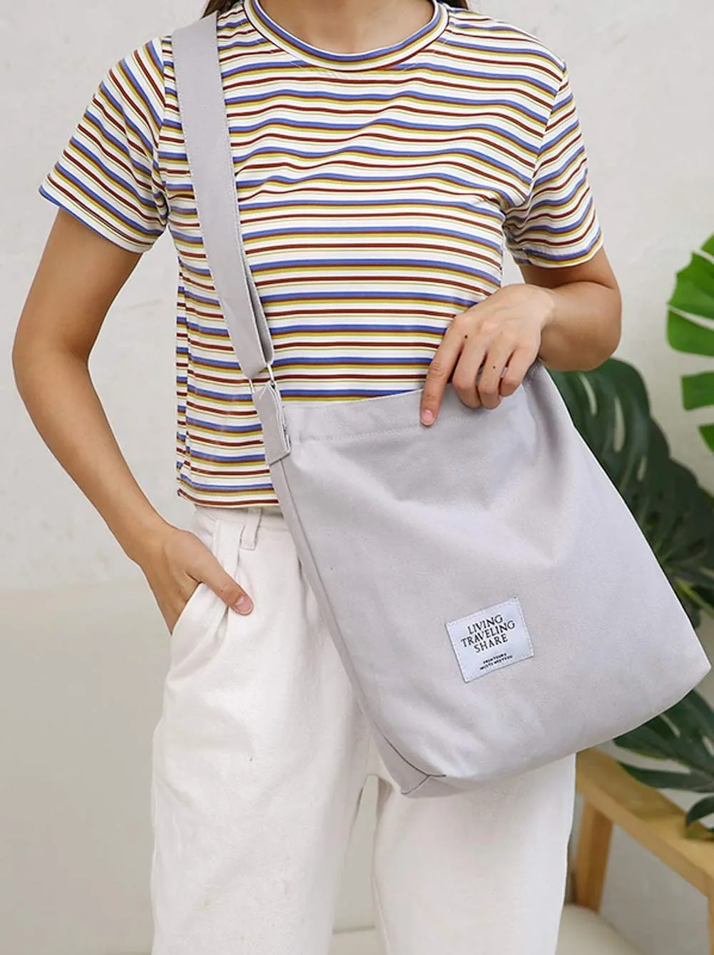 Covelin Women's Retro Large Size Canvas Shoulder Bag Hobo Crossbody Handbag Casual Tote