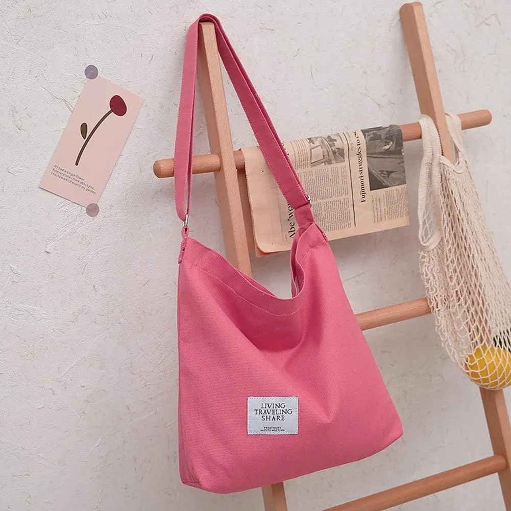 Covelin Women's Retro Large Size Canvas Shoulder Bag Hobo Crossbody Handbag Casual Tote