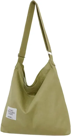 Covelin Women's Retro Large Size Canvas Shoulder Bag Hobo Crossbody Handbag Casual Tote