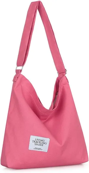 Covelin Women's Retro Large Size Canvas Shoulder Bag Hobo Crossbody Handbag Casual Tote