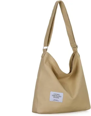 Covelin Women's Retro Large Size Canvas Shoulder Bag Hobo Crossbody Handbag Casual Tote