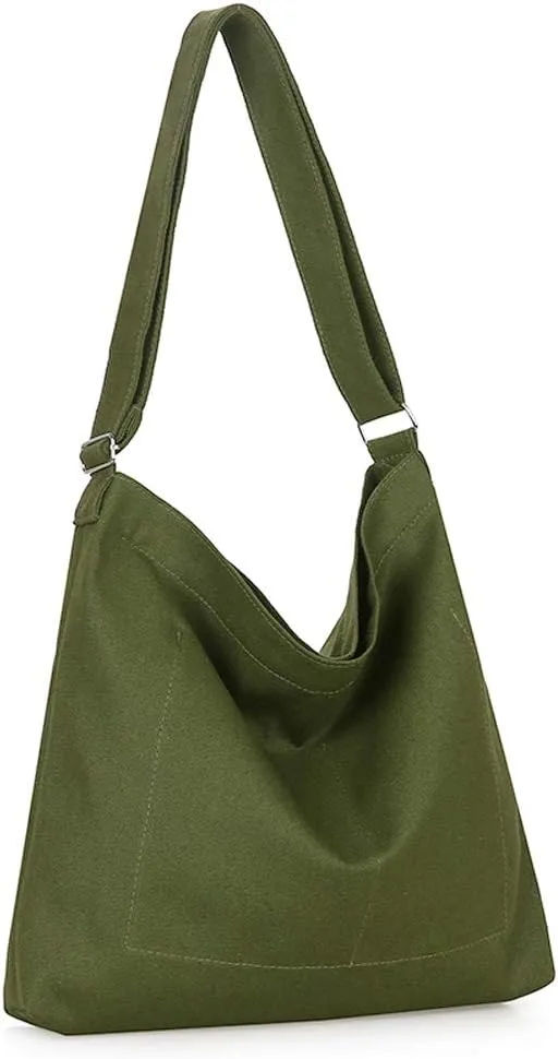 Covelin Women's Retro Large Size Canvas Shoulder Bag Hobo Crossbody Handbag Casual Tote