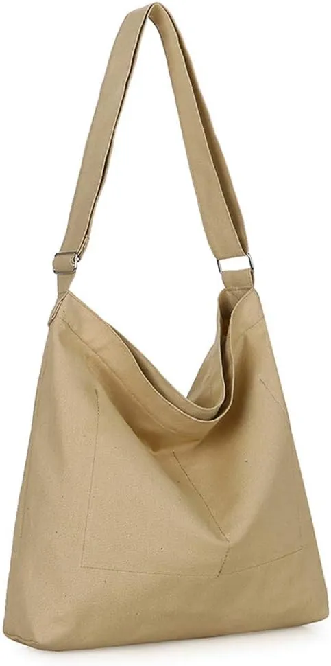 Covelin Women's Retro Large Size Canvas Shoulder Bag Hobo Crossbody Handbag Casual Tote