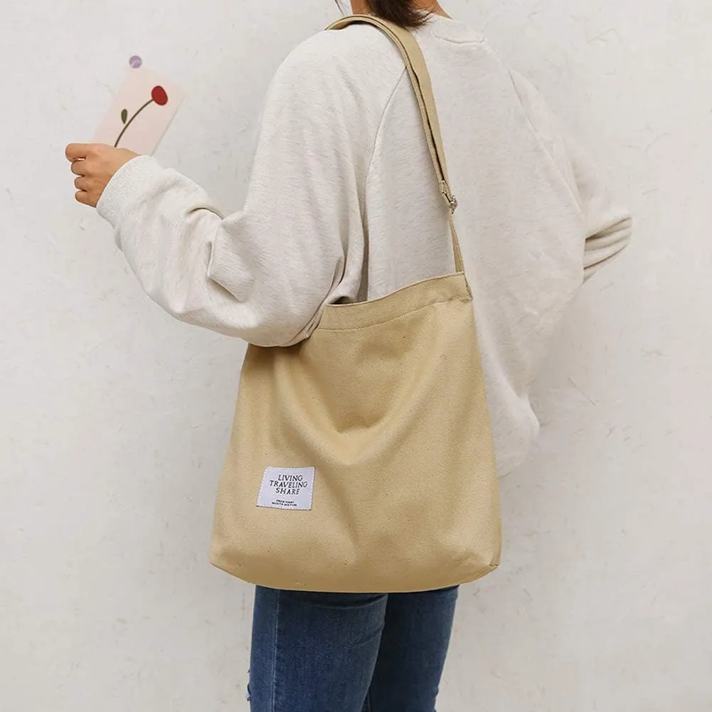 Covelin Women's Retro Large Size Canvas Shoulder Bag Hobo Crossbody Handbag Casual Tote