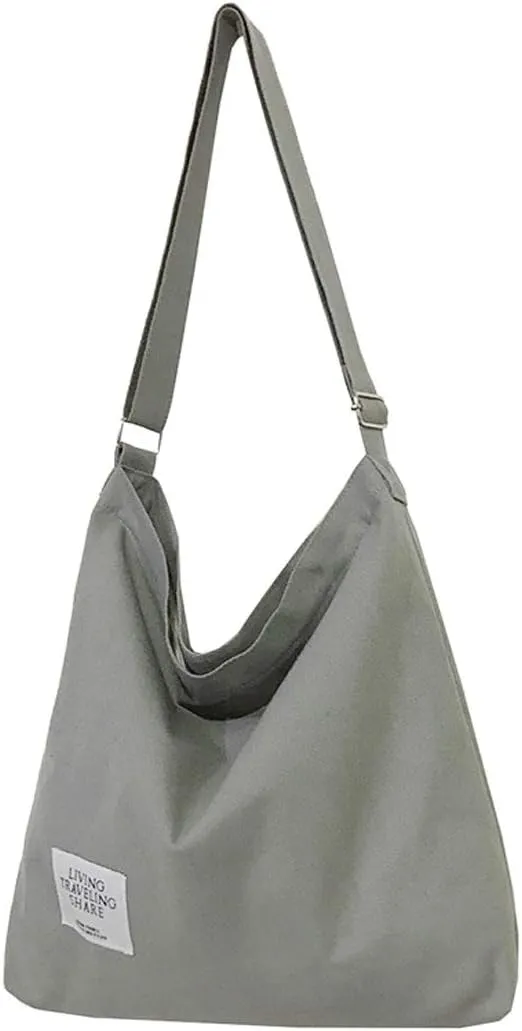 Covelin Women's Retro Large Size Canvas Shoulder Bag Hobo Crossbody Handbag Casual Tote