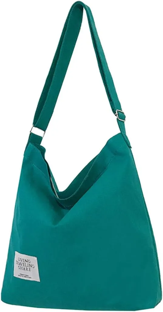 Covelin Women's Retro Large Size Canvas Shoulder Bag Hobo Crossbody Handbag Casual Tote