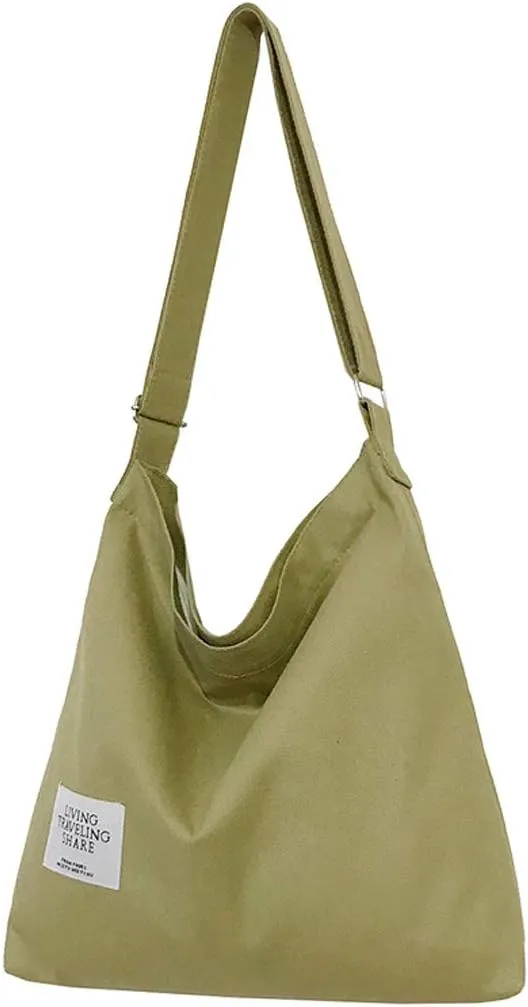 Covelin Women's Retro Large Size Canvas Shoulder Bag Hobo Crossbody Handbag Casual Tote