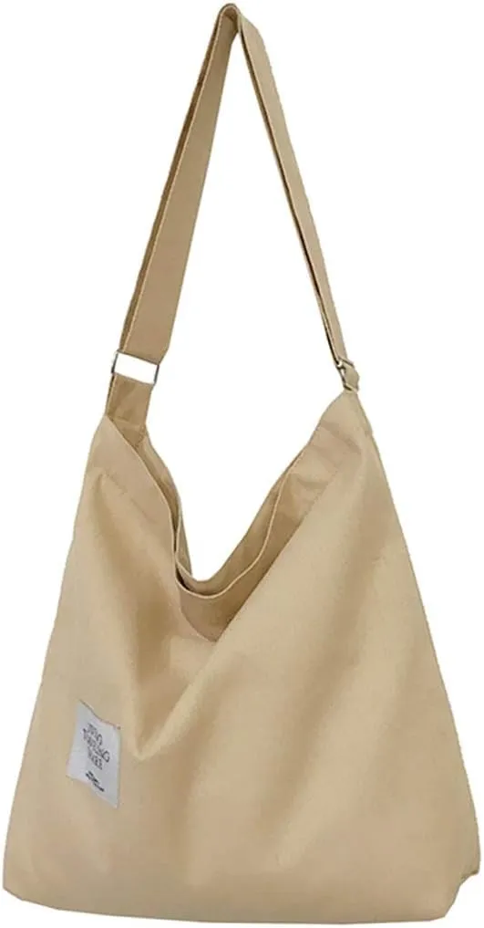 Covelin Women's Retro Large Size Canvas Shoulder Bag Hobo Crossbody Handbag Casual Tote