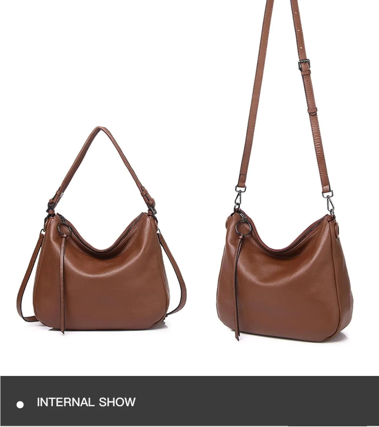 Cowhide Genuine Leather Commuter Fashion Tote Underarm Slouchy Large Shoulder Crossbody Bag