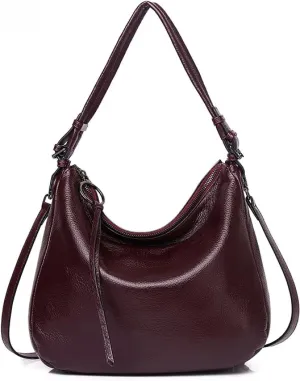 Cowhide Genuine Leather Commuter Fashion Tote Underarm Slouchy Large Shoulder Crossbody Bag