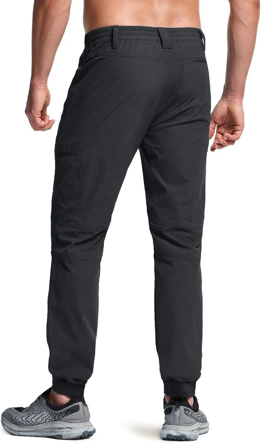 CQR Men's Lightweight Vent Hiking Pants, Water-Resistant & Breathable Sports Outdoor Athletic Pants with Elastic Waist