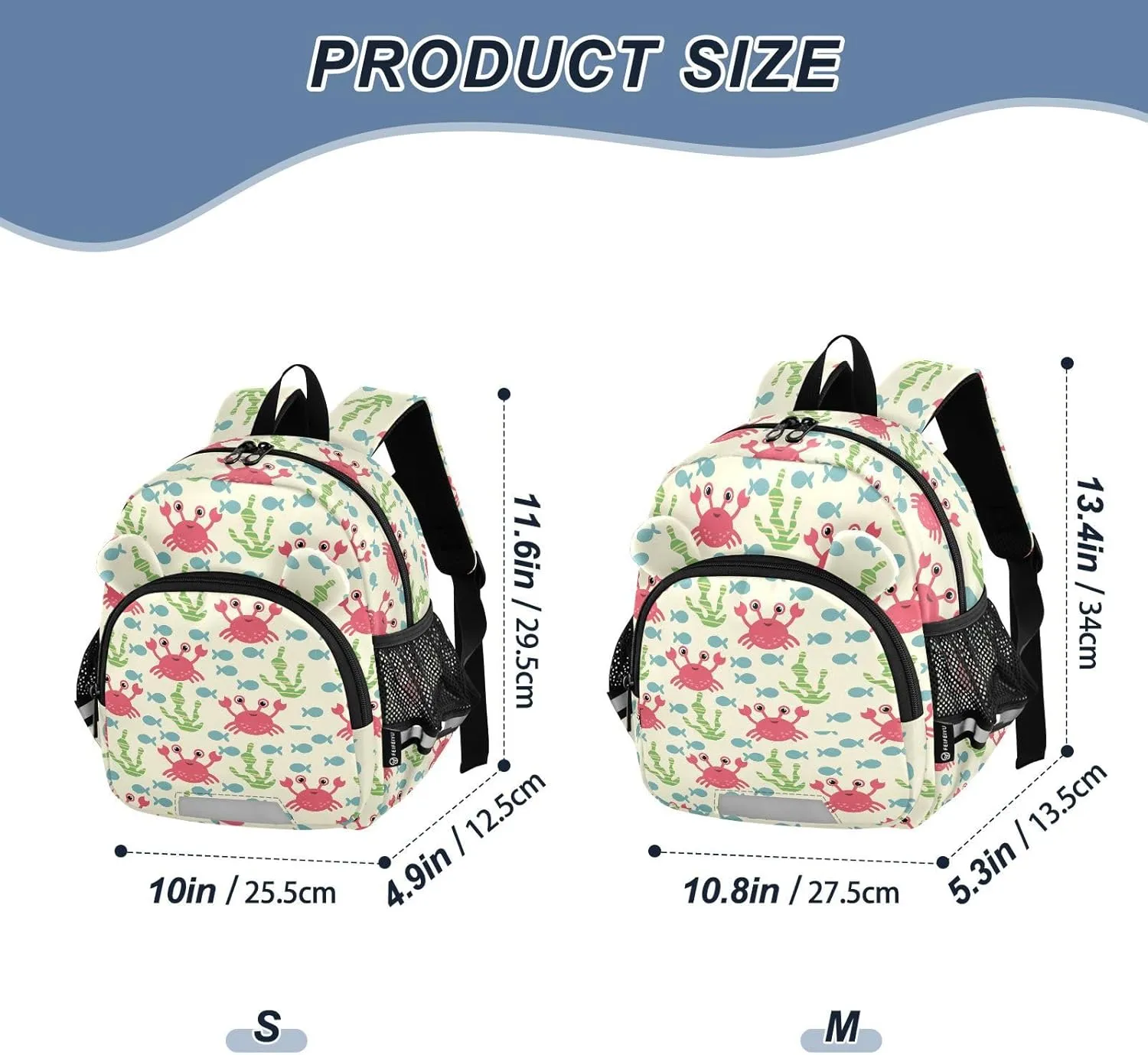 Crab Yellow Preschool Backpack Cute Cartoon Daycare Bookbag School Backpack with Traction Rope for Kids 3-6