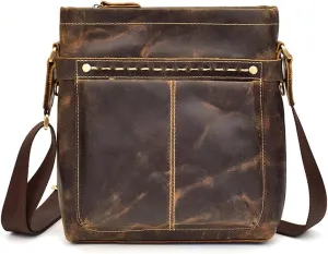 Crazy Horse Leather Crossbody Bag Single Shoulder Crossbody Bag Large Capacity Backpack