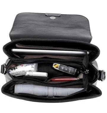 creamtopmall Cute Black Plain Solid Color Simple Minimalist Luxury Vegan Leather Crossbody Bag for Women, Shoulder Bag, Messenger Bag