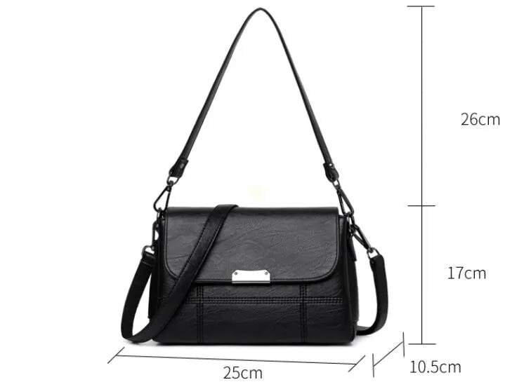 creamtopmall Cute Black Plain Solid Color Simple Minimalist Luxury Vegan Leather Crossbody Bag for Women, Shoulder Bag, Messenger Bag