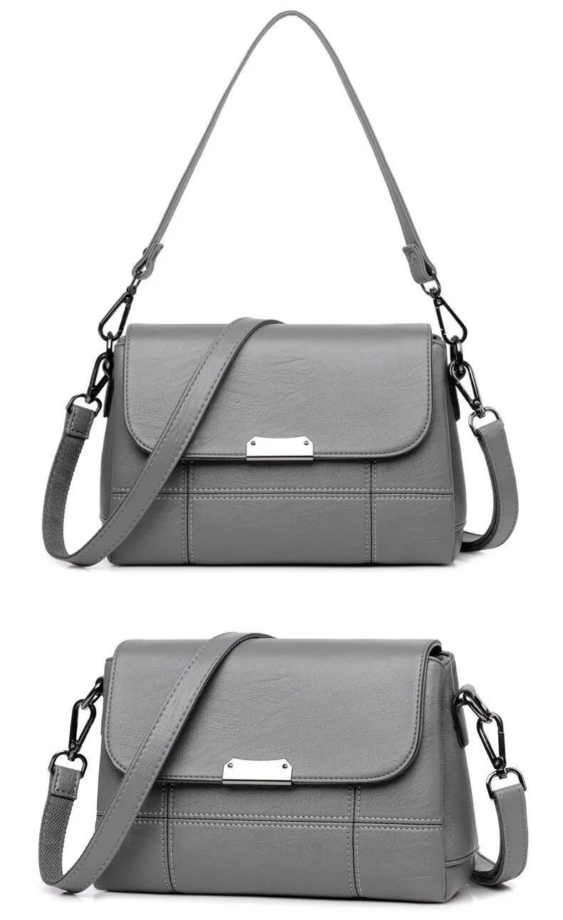creamtopmall Cute Black Plain Solid Color Simple Minimalist Luxury Vegan Leather Crossbody Bag for Women, Shoulder Bag, Messenger Bag