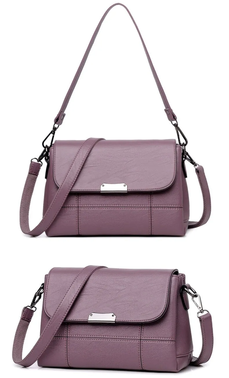 creamtopmall Cute Black Plain Solid Color Simple Minimalist Luxury Vegan Leather Crossbody Bag for Women, Shoulder Bag, Messenger Bag
