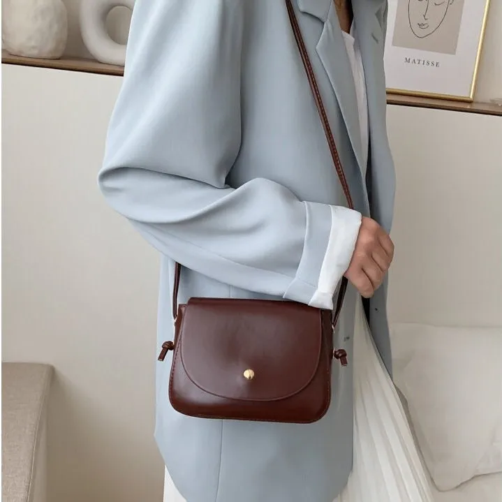 creamtopmall Minimalist Leather Crossbody Bag, Cute Vegan Leather Bag, Small Shoulder Bag, Retro Square Messenger Bag, Handbag for Women