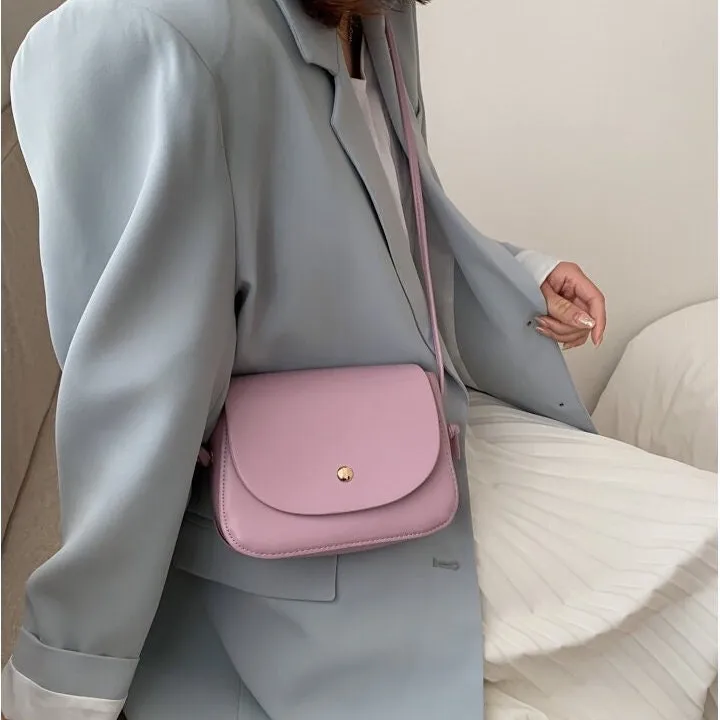 creamtopmall Minimalist Leather Crossbody Bag, Cute Vegan Leather Bag, Small Shoulder Bag, Retro Square Messenger Bag, Handbag for Women
