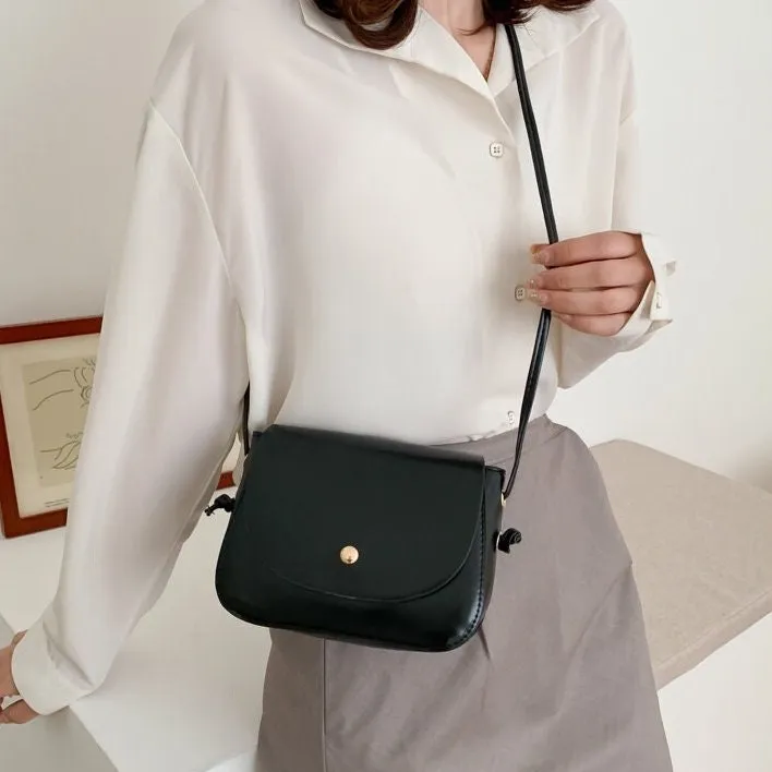 creamtopmall Minimalist Leather Crossbody Bag, Cute Vegan Leather Bag, Small Shoulder Bag, Retro Square Messenger Bag, Handbag for Women