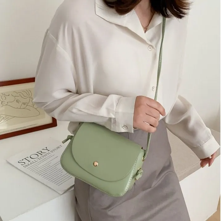 creamtopmall Minimalist Leather Crossbody Bag, Cute Vegan Leather Bag, Small Shoulder Bag, Retro Square Messenger Bag, Handbag for Women