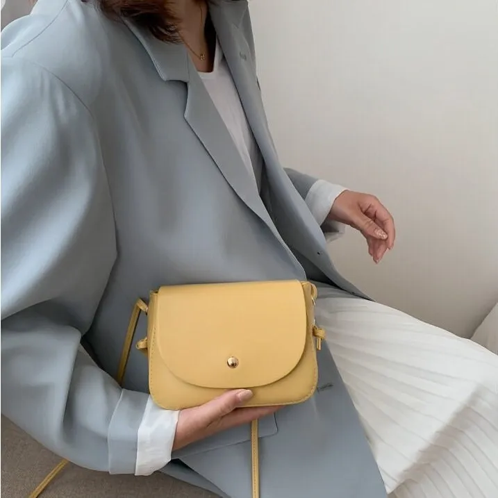 creamtopmall Minimalist Leather Crossbody Bag, Cute Vegan Leather Bag, Small Shoulder Bag, Retro Square Messenger Bag, Handbag for Women