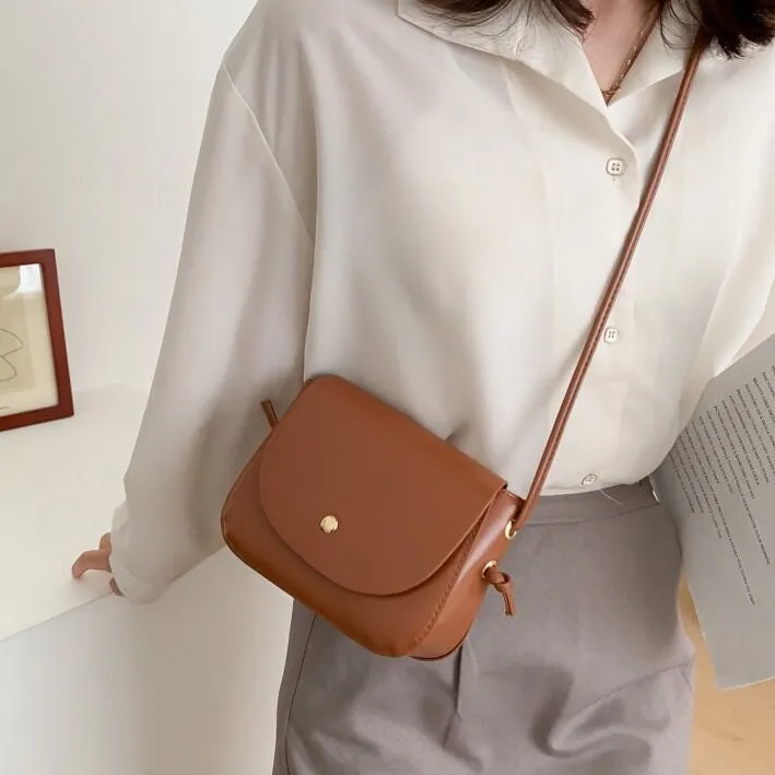 creamtopmall Minimalist Leather Crossbody Bag, Cute Vegan Leather Bag, Small Shoulder Bag, Retro Square Messenger Bag, Handbag for Women