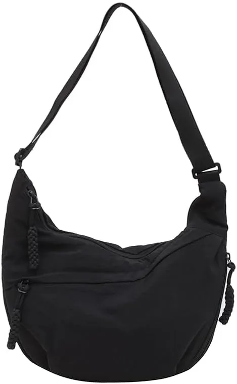 Crescent Crossbody for Women, Fashion Leopard Shoulder Nylon Luna Dumpling Moon Hobo Bag