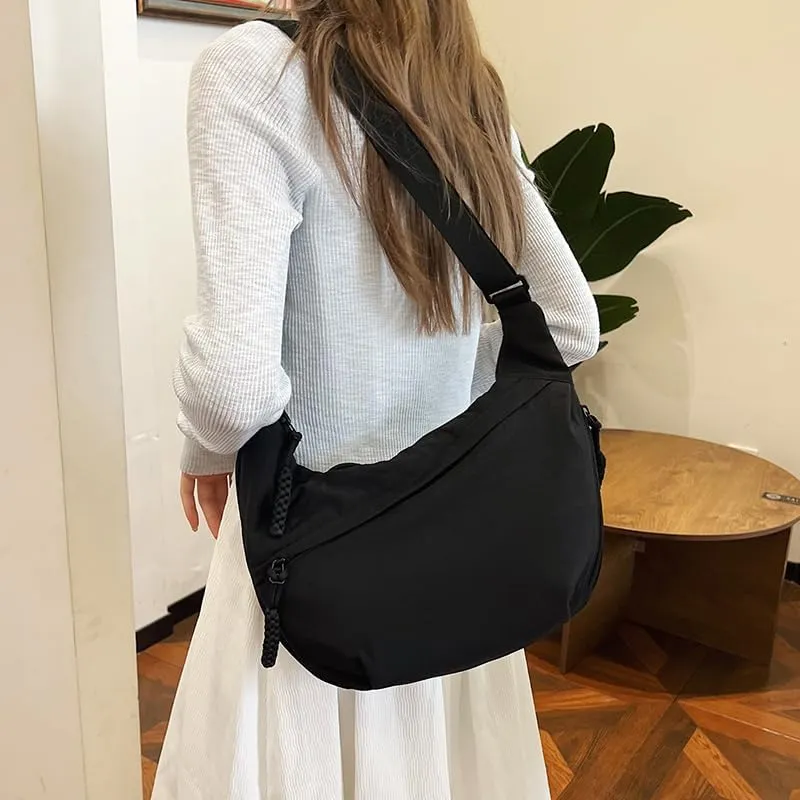 Crescent Crossbody for Women, Fashion Leopard Shoulder Nylon Luna Dumpling Moon Hobo Bag