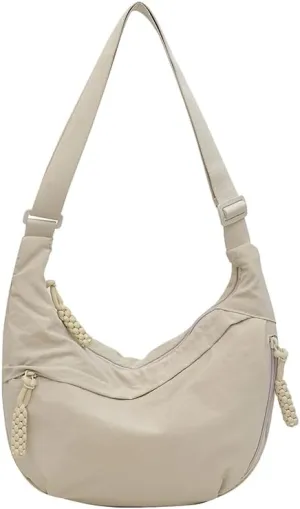 Crescent Crossbody for Women, Fashion Leopard Shoulder Nylon Luna Dumpling Moon Hobo Bag