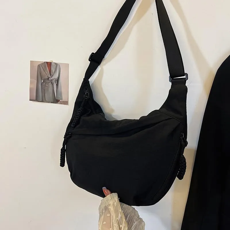 Crescent Crossbody for Women, Fashion Leopard Shoulder Nylon Luna Dumpling Moon Hobo Bag