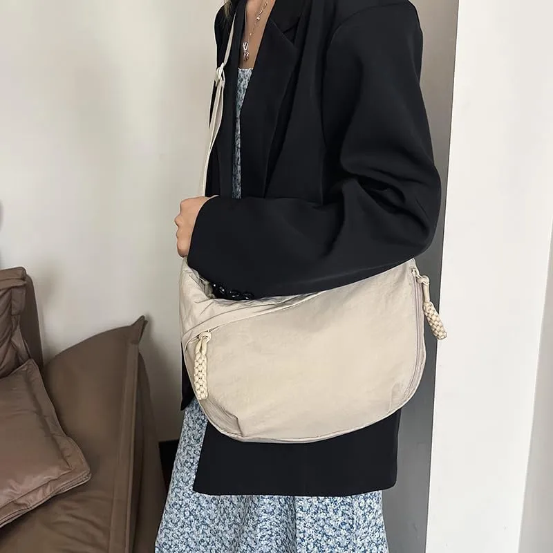 Crescent Crossbody for Women, Fashion Leopard Shoulder Nylon Luna Dumpling Moon Hobo Bag
