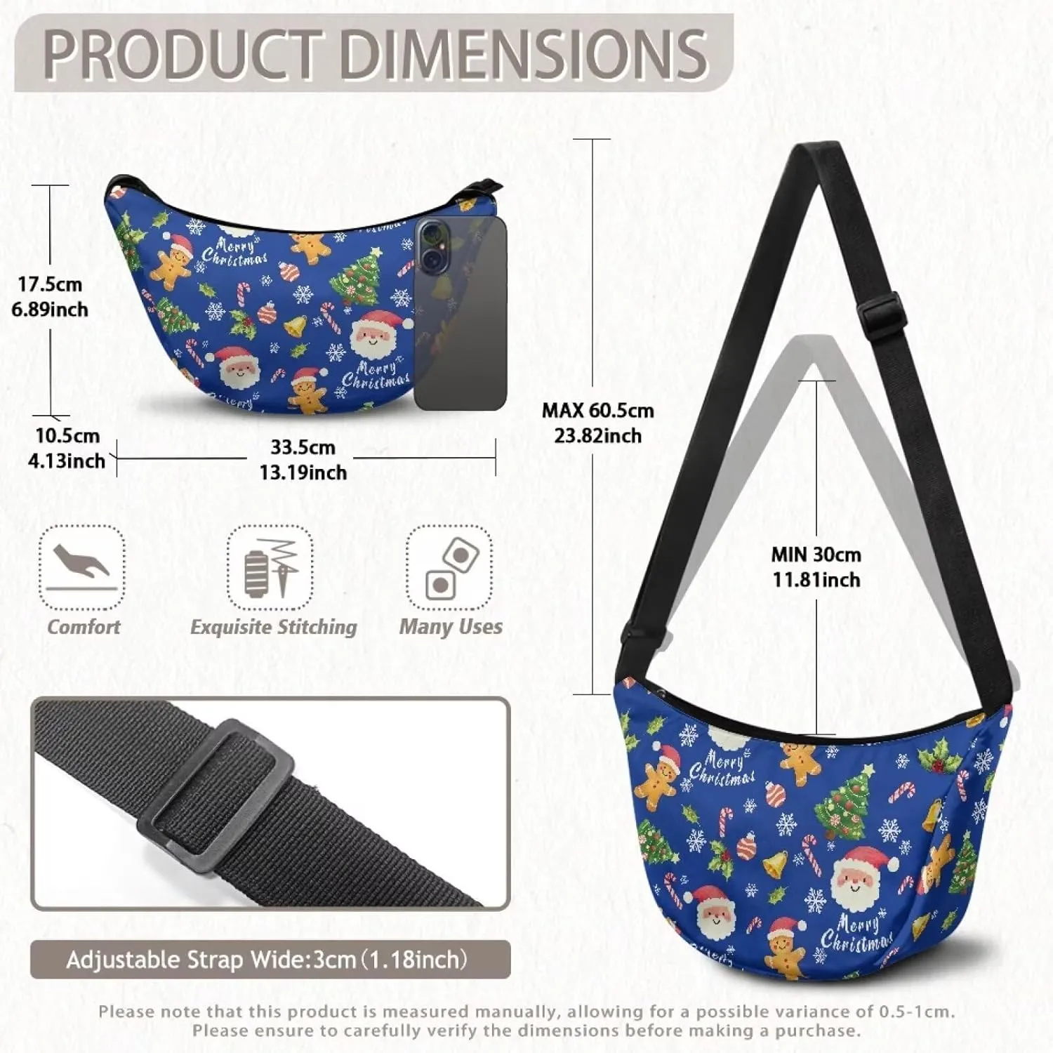 Crescent Moon Bag with Adjustable Shoulder Strap for Women Men Daily Use