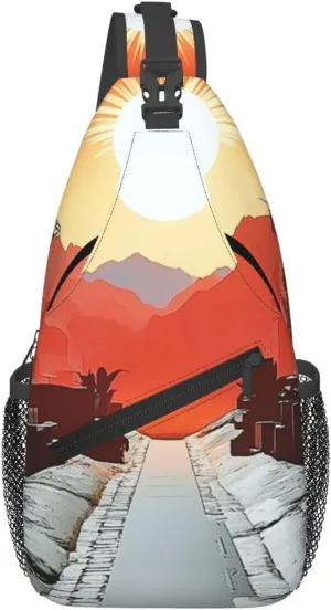 Cross Chest Bag Diagonally Sling Backpack Crossbody Shoulder Bag A dreamlike town Branches Sling Bag Travel Hiking Daypack